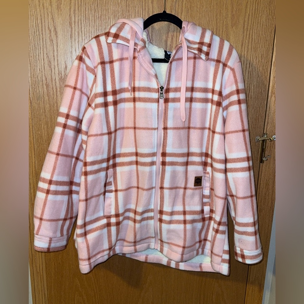 Buffalo Outdoors Women's Sherpa Lined Hooded Fleece Jacket in Rosey Plaid